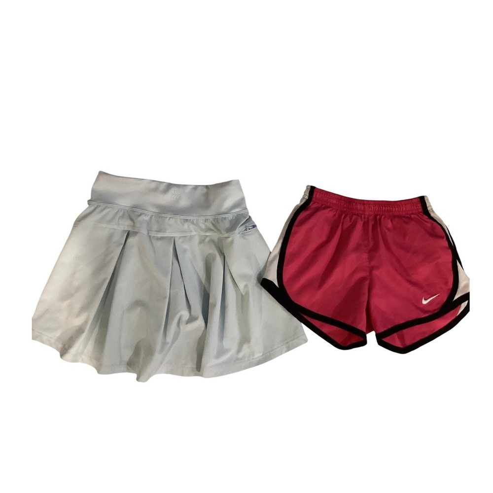 Nike Dri-Fit Shorts & All in Motion Skort Bundle Girls Medium 8 Pink Blue Gym